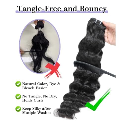 FASHION PLUS Raw Human Hair Bundles, Loose Deep Wave Bundles Human Hair 16 Inch Loose Wave Bundles Human Hair Real Raw Bundles Thick and Soft, Triple Lifespan 1 Bundle