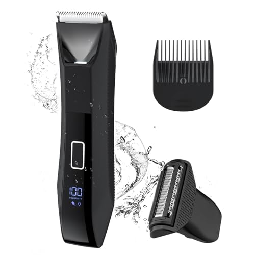 Manscaper Trimmer for Men, 2-in-1 Ball & Body Hair Groomer - Pubic & Groin Hair Shaver with Dual-Head, No-Nick Shaving, Smooth Grooming - Lightweight, Travel Lock, IPX7 Waterproof & LED Display