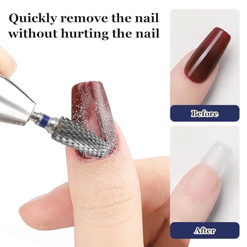 3/32" 5 in 1 Professional Carbide Nail Drill Bits Sets with Case, 2 Pack Tungsten Safety Drill Bits Tech Cuticle Bit Fast Remove for Manicurist Nail Salon Manicure Pedicure Gel Polishing (Round Head)