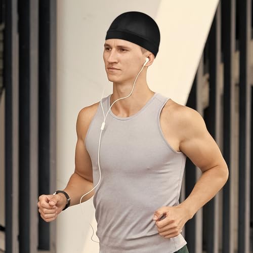 3Pcs Wave Cap Silky Elastic Band Caps Soft Breathable Hair Wrap Satin Sleeping Shower Caps Hair Bonnet for Sleep Unisex Beanie Caps Beanies Hats Shower for Men Women Athletes Hip-hop Lovers