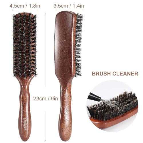 Hair brush for Men, Boar Bristles Slick Back Hair Brush for Fine Thin Medium Hair, Nature Boar Hairbrush for Beard Styling