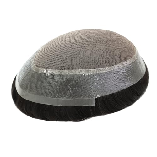 Men¡¯s Real Human Hair Toupee ? Breathable Mono Top with Durable PU Base, Natural Hairline, Lightweight Hair Replacement Systems (6"x8")