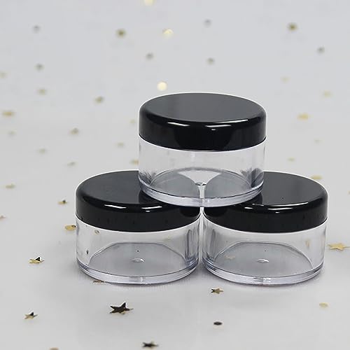 12 Pcs Refillable Black Plastic Round Cosmetic Containers, BPA Free, 15ml/0.5oz, With Lids