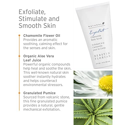 Kerstin Florian Natural Chamomile Body Scrub | Exfoliating Body Wash for Smooth Skin | Gentle Buffing Grains Reveal Skin's Natural Glow | Organic Bath and Shower Skincare | 6 fl oz