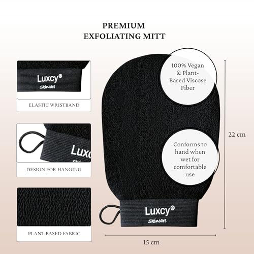 Premium Korean Exfoliating Mitt & Body Scrubber Glove, Viscose Fiber Dead Skin Remover for Smooth, Radiant Skin, Shower Skincare, Keratosis Pilaris Treatment & Self-Tan Prep (1 Pack)