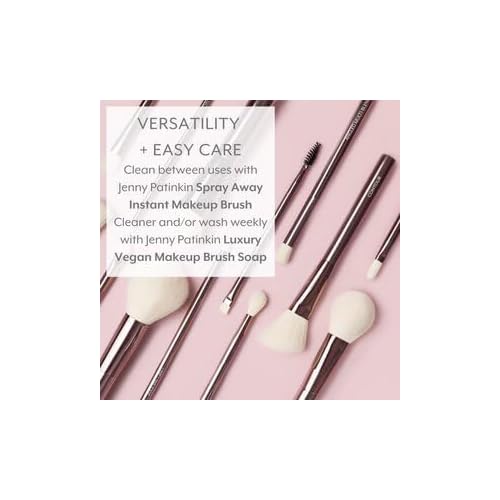 Jenny Patinkin Luxury Dual Ended Makeup Brush Set, 6 Makeup Brushes, Professional & Travel Makeup Brush Set with White Leather Case, 2.5x More Vegan, Soft Bristles for Full Face Flawless Application.