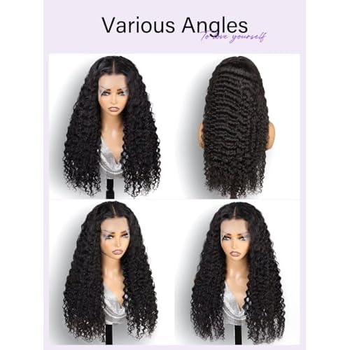 30 Inch 13x6 Deep Wave Lace Front Wigs Human Hair Wig for Women 12A 200% Density HD Lace Front Wigs Human Hair Pre Plucked with Baby Hair Natural Black
