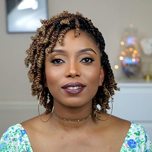 Toyotress Bob Spring Twist Hair - 6 Inch 8 Packs Ombre Brown Blonde Pre-twisted Crochet Hair Spring Twists Crochet Braids, Synthetic Braiding Hair Extensions (6 Inch, OT30/27-8P)
