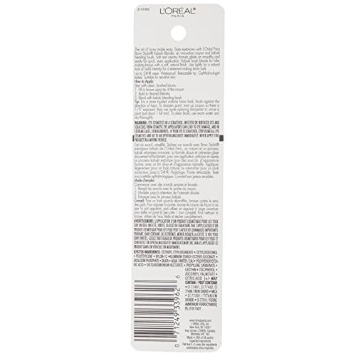 L'Oreal Paris Brow Stylist Kabuki Blender Brow Crayon, Brunette, 0.05 oz.