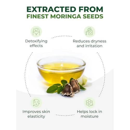 100% Pure Moringa Oil Organic for Face, Hair, Nails and Dry Skin - USDA Certified Single Origin Moringa Oleifera Seeds Extract - 3rd Party Tested, Cold Pressed & Unrefined Organic Moringa Seed Oil