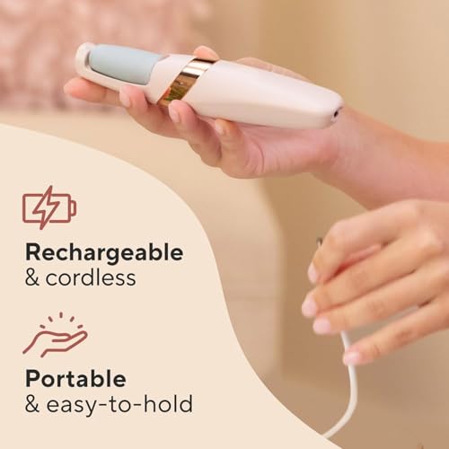 Electric Foot Callus Remover, Pedicure Grinder, Sander & Filer Tools for Effective Feet Scrubber (Removedor De Callos En Los Pies) (Pink-Grey)