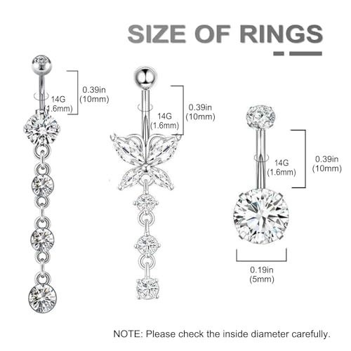 Yugui Belly Button Piercing Kit - Body Piercing Kit with Navel Rings Piercing Pliers Disposable 12G 14G Stainless Steel Piercing Needles Tools for DIY Piercing Self Belly Piercing Kit, Silver/Gold