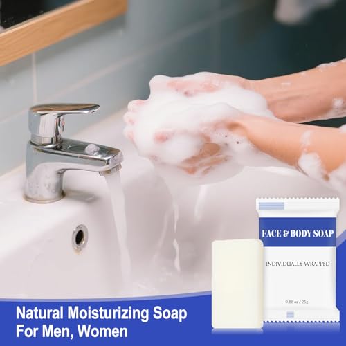 Travel Size Bars Soap in Bulk, Individually Wrapped Mini Small Body Hand and Face Soaps Toiletries Amenities for Hotel, Shelter/Homeless/Nursing Home/Charity/Motel/Guest Bathroom 0.88 oz (60 Pack)