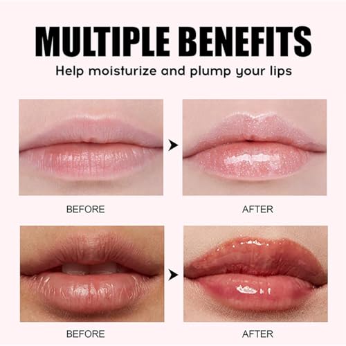 Hydrating Lip Oil, Big Brush Head Lip Glaze Shiny Transparent Lip Glow Oil, Nourishing & Non-sticky Long Lasting Fresh Clear Smooth Lip Care Plumping Lip Oil (Set A+B)
