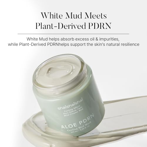 shaishaishai ALOE PDRN Cooling Mud Face Mask, Vegan Collagen Cream Clay Mask with Kaolin & Bentonite, Hydrating & Pore Care, Instant Cooling, Korean Skincare, 3.38 Fl Oz