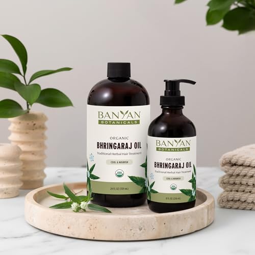 Banyan Botanicals Organic Bhringaraj Oil ? Supports Healthy Hair Growth ? Oil Made with Traditional Methods ? 8 oz. ? Non-GMO Sustainably Sourced Ayurvedic Hair Oil