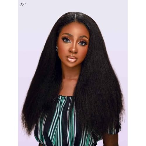 DMKEEP Kinky Straight U Part Human Hair Wig 12A Upgraded Glueless Full Head Clip in U Part Wigs for Women 22 Inch