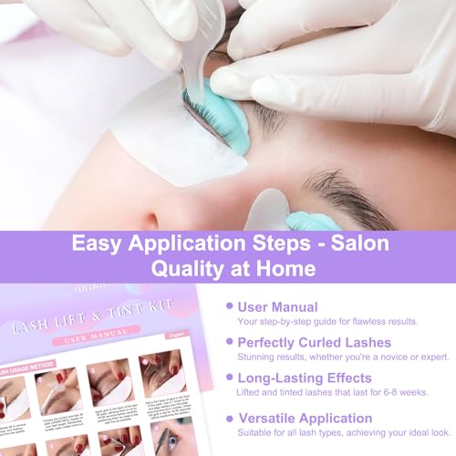 Lash Lift Kit, Eyelash Perm Kit, Professional Eyelash Lift Kit, Black Eyebrows & Eyelashes Color Kit, Lash Lamination Kit Suitable for Eyelash Lifting, Easy to Apply & Long-Lasting Curl at Home