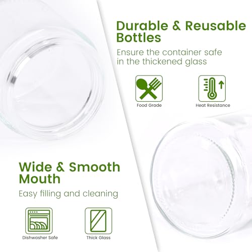 EkkoVla 24 Pack 4 oz Clear Glass Jars with Lids, Round Empty Cosmetic Containers with Inner Liners for Lotion, Cream, Ointments, Powder, Candle