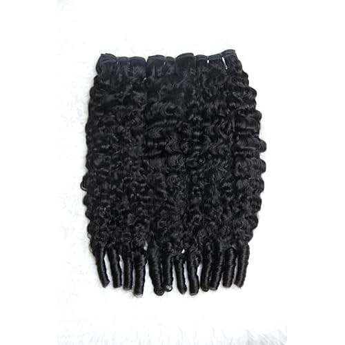 Curly Human Hair Bundles Water Wave Burmese Curly Bundles Human Hair Weave with Spiral End 3c4a 24 Inches Quick Weave Hair Extensions for Women Natural Black 1 Bundle