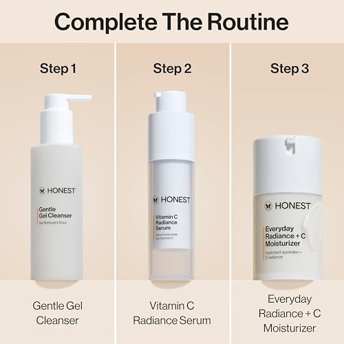 Honest Beauty Mini Vitamin C Radiance Serum | Improves + Brightens Skin Tone and Complexion | Gentle for Sensitive Skin, Fragrance Free, Vegan | Travel Size, .33 fl oz