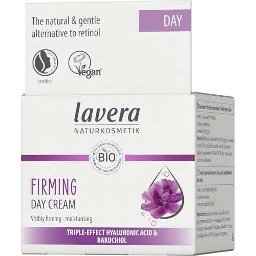 lavera Firming Day Care - Anti Aging Face Cream with Triple Hyaluron & Bakuchiol for Smooth Skin - Anti Wrinkle Face Cream - Face Moisturizer - PETA Certified - Vegan - Made in Germany - 1.7 Fl Oz