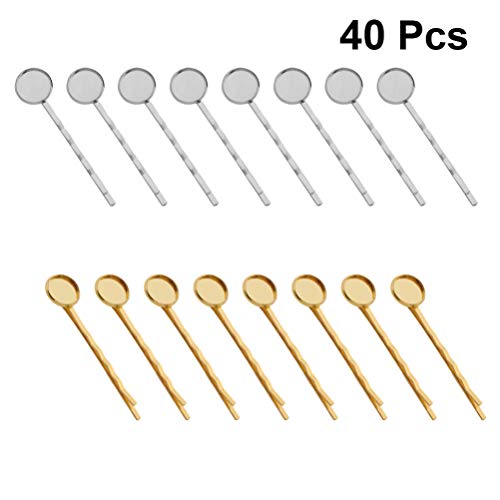 Bobby Pin Jewelry Tray Jewelry Tray 40PCS DIY Round Tray Hair Clips No- Metal Bobby Hair Clips Snap for Hair Accessories£¨Mixed coloring£© Metal Serving Tray Metal Hair Clips Jewelry Tray