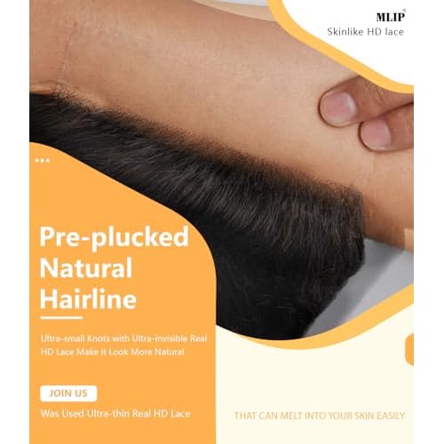 Mlip 5x5 HD Lace Closure Body Wave, 0.10mm Ultra Thin Invisible Swiss Lace, Skinlike Real HD Lace Melt into Skin Perfectly, Pre-plucked Natural Hairline, Raw Indian Human Hair 20 Inches