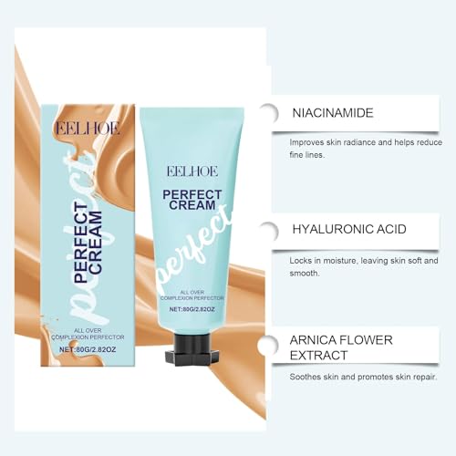 Perfect Cream All-Over Complexion Perfector ? Long Lasting CC Cream Foundation Waterproof, Transfer-Resistant Skin Tint with Hydrating Shimmery Glow for Face & Body