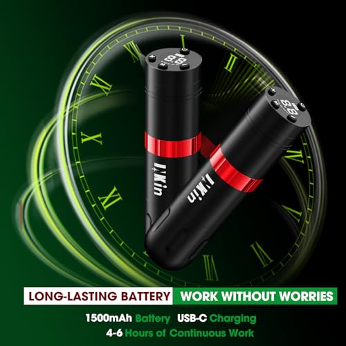 INKin Complete Tattoo Kit for Beginners, Wireless Tattoo Pen Machine with LED Display and 3.5mm Stroke Length, 16Pcs Mixed Cartridge Needles and 10Pcs Tattoo Inks, Perfect for Learning and Practice
