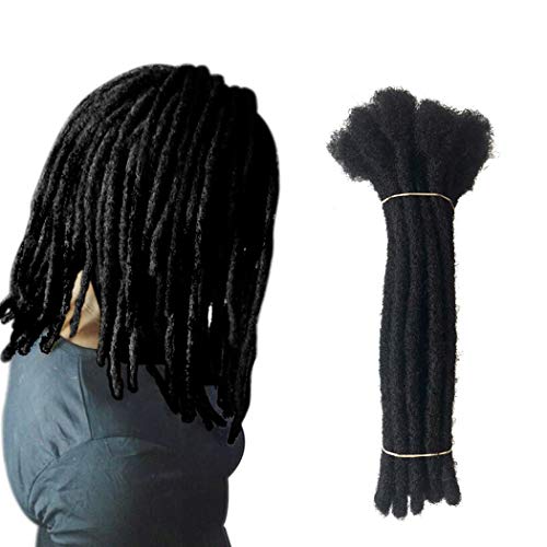 Human Hair Dreadlocks Extension Handmade Locs Large Size(diameter 0.8cm) 10inch 60 Strands/pack Natural Black #1B