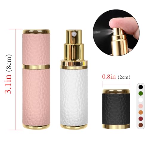 LUEXBOX 7 Pack Portable Perfume Bottle for Travel, Mini Refillable Perfume Dispenser, 5ml Faux Leather Leak Proof Perfume Atomizers Bottles Sprayer for Pocket Perfume