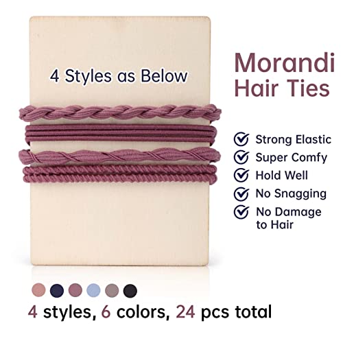 AIERSA 24 Pcs Oversize Bracelet Hair Ties for Women/Girls,Will Not Strangle The Wrist,Boho Hair Tie Bracelets,Cute Bracelet Ponytail Holders,No Damage Hair Elastics Band for Thick Hair Curly Hair