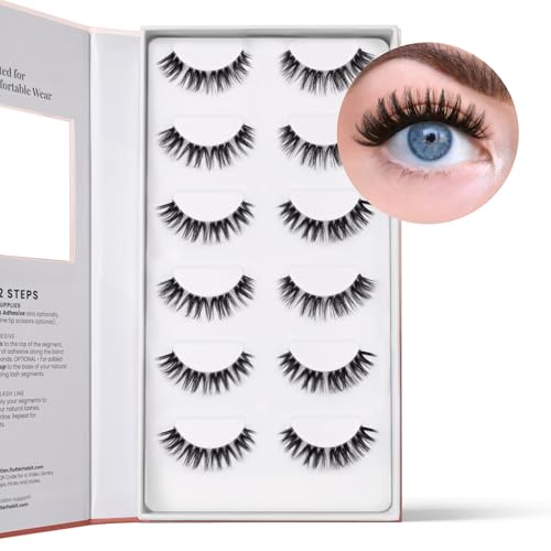 The Flirt Natural Lashes ? Natural Lash Clusters for Women - Salon Quality At Home Eyelashes Extension Kit - 6 Lash Sets - No Lash Glue Included