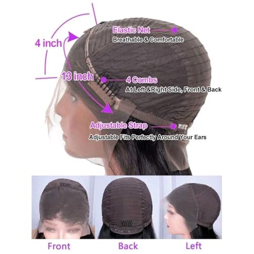 13x4 Deep Wave Lace Front Wigs Human Hair 250% Density Deep Wave Frontal Wigs Human Hair HD Lace 26 Inch Curly Wigs for Black Women Pre Plucked with Baby Hair Curly Lace Front Wig