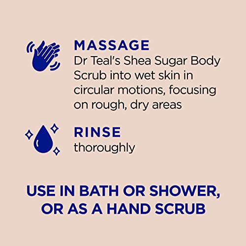 Dr Teal's Shea Sugar Body Scrub, Shea Butter with Almond Oil & Essential Oils, 19 oz (Pack of 3)