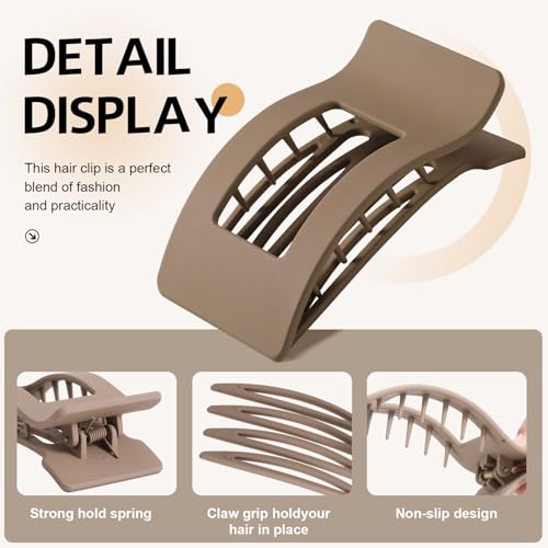 8 Pack French Flat Hair Clips for Women ? Large Matte No-Slip Claw clips for Thick & Thin Hair, Strong Hold Styling Barrettes Accessories (Neutral)