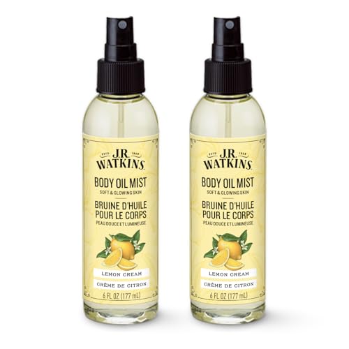 J.R. Watkins Naturally Hydrating Body Oil Mist, Lemon Cream, 6 fl oz, 2 Pack