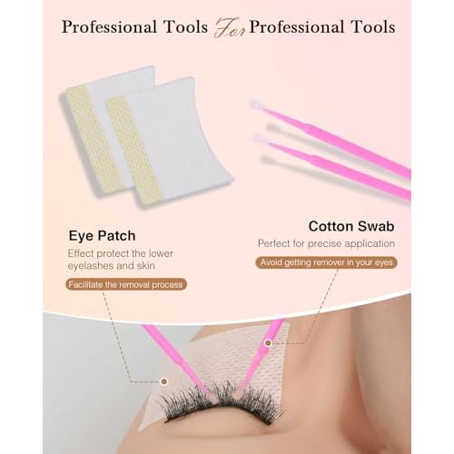 EMEDA Eyelashes Extension Remover 10g, Lash Extension Remover for Individual Lashes with Chamomile Gentle Formula, 0.35oz Professional Removal Cream Kits with Tools (02)