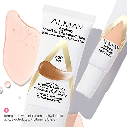 Almay Anti-Aging Concealer, Face Makeup with Hyaluronic Acid, Niacinamide, Vitamin C & E, Hypoallergenic-Fragrance Free, 010 Light, 0.37 Fl Oz (Pack of 1)