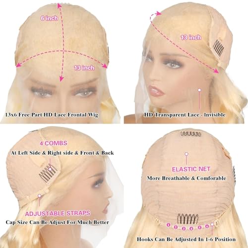 30 Inch 613 13x6 Lace Front Wig Human Hair 200 Density 613 Blonde Wig Straight Lace Front Wigs Human Hair Pre Plucked 613 HD Lace Frontal Wig 13x6 Wigs For Women