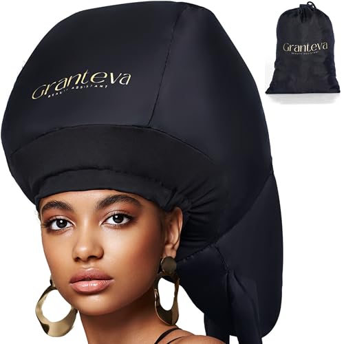 Hooded Hair Dryer Attachment with Dual Turbo Airflow & Soft Headband ? Speeds Up Drying for Curly Hair, Reduces Heat on Ears & Neck ? Large Hair Dryer Bonnet for Deep Conditioning at Home