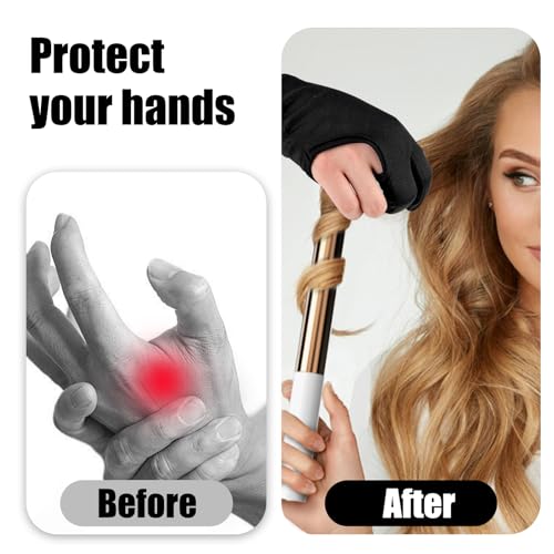 Heat Gloves for Hair Styling, Professional 3 Finger Barber Mittens, Heat Resistant Gloves for Hair Styling Perming,Hair Straightening, Curling Wand and Flat Iron