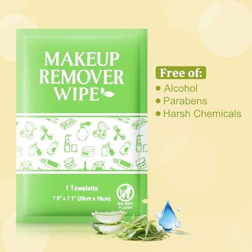 Makeup Remover Wipes Individually Wrapped, 200 Pcs Gentle Facial Cleansing Towelettes Alcohol Free, Perfect Travel Essential and Bachelorette, Wedding, Party Favor