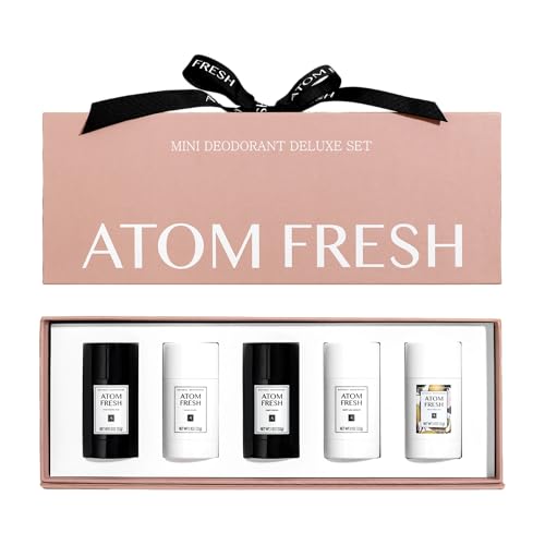 Atom Fresh Mini Deodorant Travel Size for Women - 5 Pack, Aluminum & Baking Soda Free, 72 Hour Odor Protection with Amino Acids