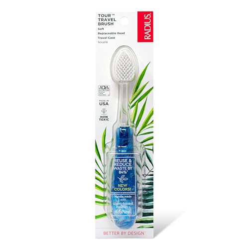 RADIUS Toothbrush Tour Travel Brush, Arctic Ocean, BPA Free and ADA Accepted, Designed to Improve Gum Health and Reduce The Risk of Gum Disease, 1 Pack