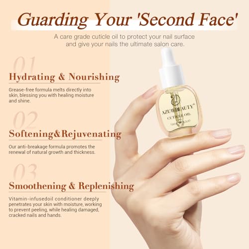 AZUREBEAUTY Cuticle Oil 10ml Natural Nail Nourishing Oil & Cuticles Care Strengthener Oil with Vitamin E and Keratin - for Repair Moisturize and Strengthener for Damaged Nails
