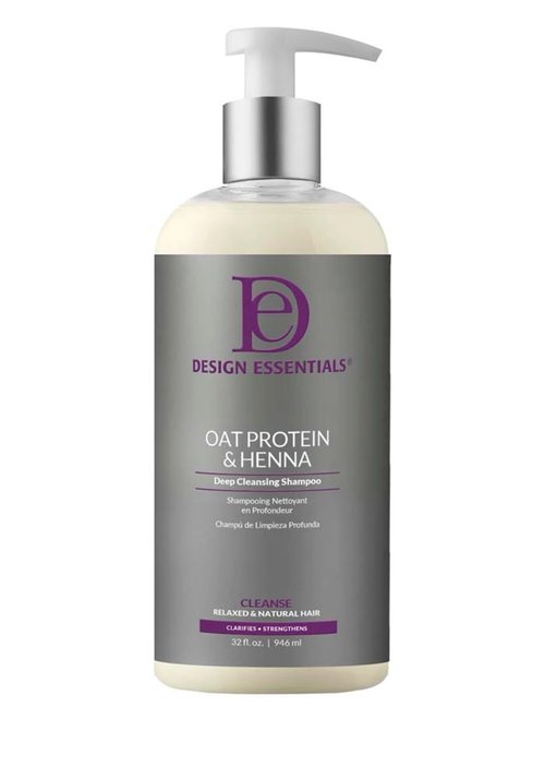 Design Essentials Oat Protein & Henna Deep Cleansing Shampoo for Relaxed & Natural Hair, Clarifies, Strengthens, & Volumizes Hair - Sulfate-Free, 32 Oz (Pack of 1)