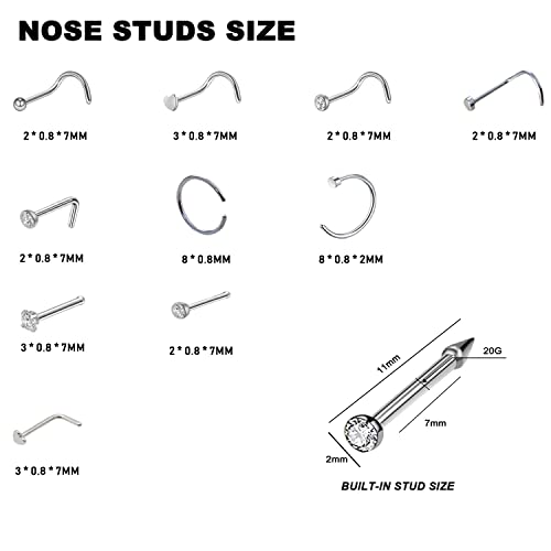 Nose Piercing Kit, 2 Pack Disposable Self Nose Piercing Gun with 10 Pcs Nose Rings