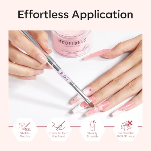 Modelones Acrylic Powder, 4.23oz Upgraded Cover Pink Nail Acrylic Powder for Nail Art 3D Carving French Nails Extensions, Non-Yellowing, Gifts for Women